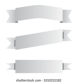 three gray ribbon banner sign. three gray ribbon banner on white background. black and white banner symbol.
