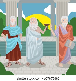 three great greek philosophers in garden