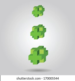 drei grüne 3-D-Kreuzung. kann für Infografiken/nummerierte Banner/horizontale Ausschnitte/Grafiken oder Website verwendet werden 