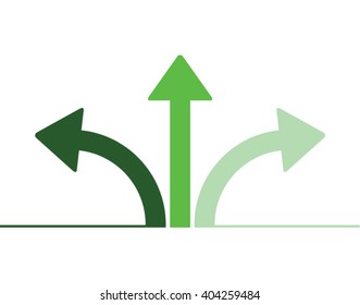 Three green  arrows. Directions
