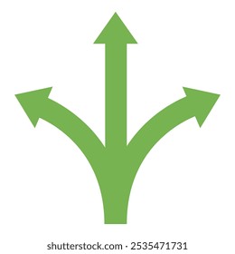 Tres flechas verdes se están fusionando, ilustrando diferentes posibilidades y opciones