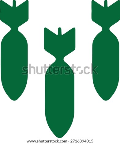 Three green bombs on a white background