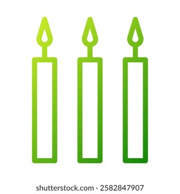Three Green Candles Minimalist Vector Design