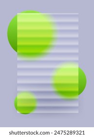 Three green circle behind blank ribbed glass panel. Abstract vector landing page