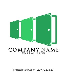 Three green doors vector logo