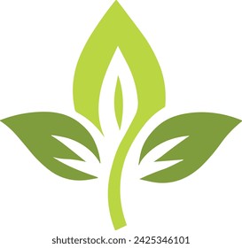 Three green leaf icons on white background