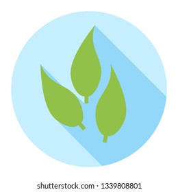 Three green leaves icon in flat vector design style