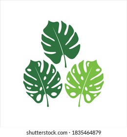 three green leaves icon logo vector flat concept design