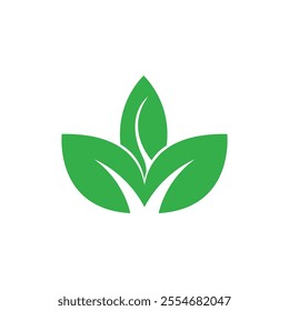 Three green leaves icon vector illustration, green sheet