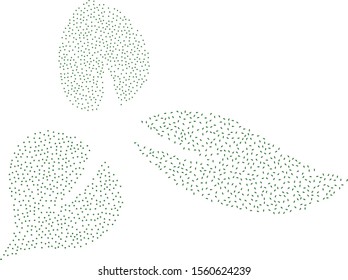 Three green leaves make out of a smaller green leaves