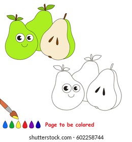 Three Green Pears to be colored, the coloring book for preschool kids with easy educational gaming level.