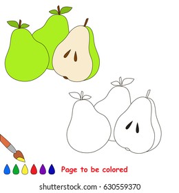 Três Peras Verdes para serem coloridas, o livro de colorir para crianças pré-escolares com nível educacional de jogo fácil.