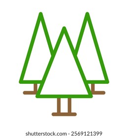 Three green pine trees logo. Concept of nature, ecology, and sustainability.