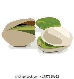 three green pistachio for snack