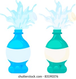Three green Plastic water bottle