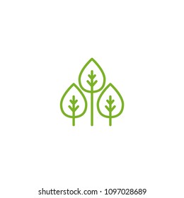 Three Green sprouts, sprigs, raw with silhouette leaf. Icon Isolated on white. Logo for eco company, agriculture, nature firm, ecology, healthy organic and farm fresh food. Vector Illustration