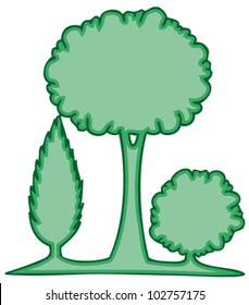 Three green trees 1 - vector illustration.