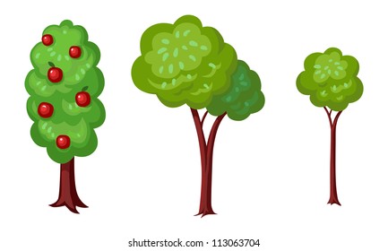 Three green trees