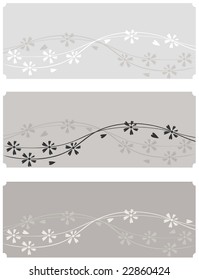three grey floral banners