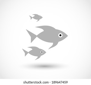 Three grey icon fish vector