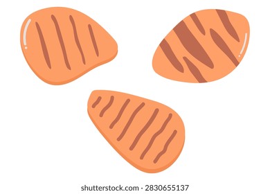 Three Grilled Chicken Fillets with Roasted Brown Char Marks Illustration