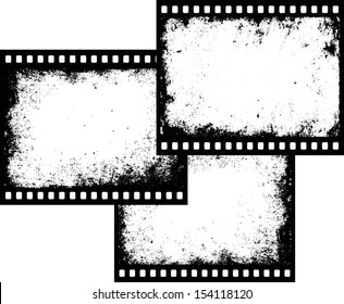 three grunge film frames with transparent space insert
