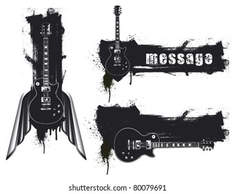 three grunge guitar banner