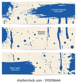 Three grunge horizontal banners. Vector illustration