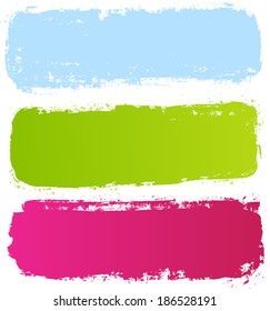 Three grunge multicolored banners for your design