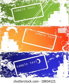 three grungy urban vector templates. Elements for design
