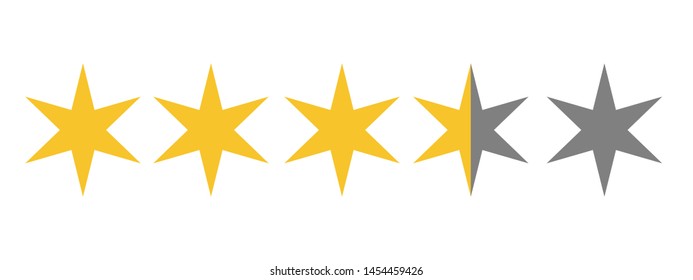 Three And A Half Golden Star Rating icon showing best quality – vector illustration