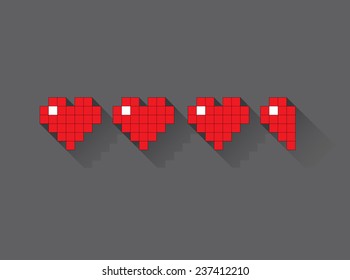 Three and a half hearts from retro games