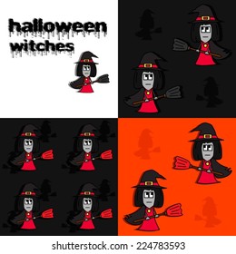 three halloween backgrounds with witches
