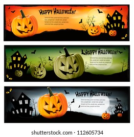 Three Halloween banners. Vector.