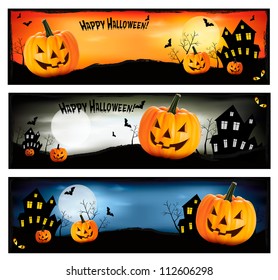 Three Halloween banners. Vector.