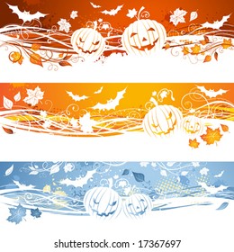 Three Halloween banners, vector