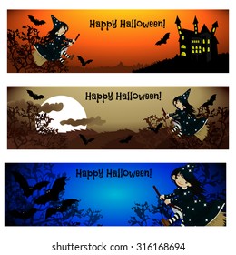Three Halloween banners. Vector.