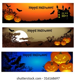 Three Halloween banners. Vector.