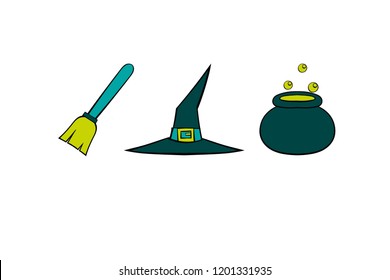 Three halloween items set for a Witch