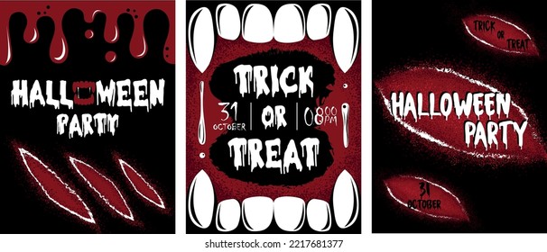 Three halloween posters. Vector illustration