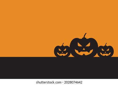 three halloween pumpkin having creepy smile poster vector bacgrounf