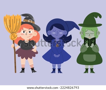 three halloween witches comic characters
