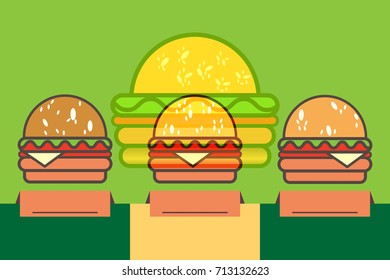 three hamburger symbol icon vector illustration green background