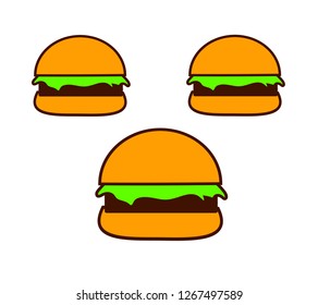 Three hamburgers. Vector illustration