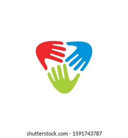 three hand colorful logo design