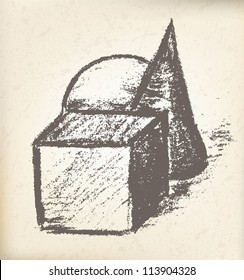 Three Hand draw art shapes