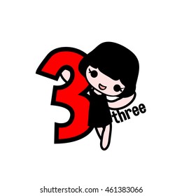 three hand drawn girl Character illustration vector file