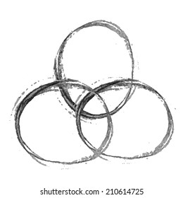 Three hand drawn pencil circles. Vector design element