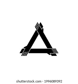 tres manos sujetándose mutuamente la ilustración del icono vectorial del logotipo