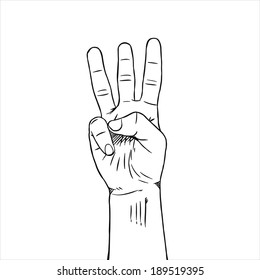 Three Hand sign : Outline vector